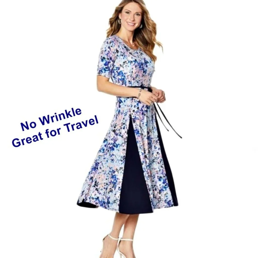 NWT Nina Leonard Miracle Matte Jersey Midi Dress Size XS‎ Wrinkle Resistant